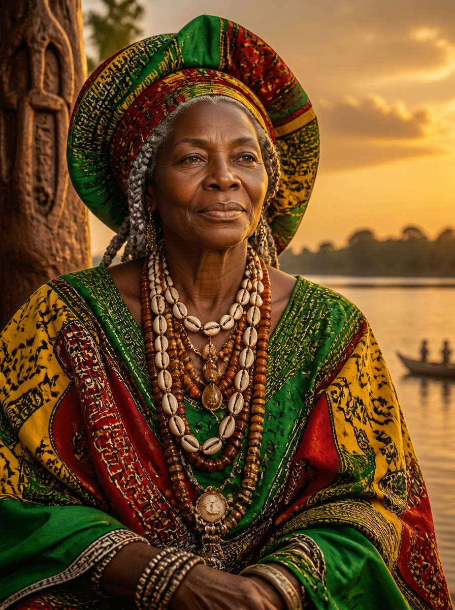 Mama MAMA CONGO BRAZZA — gardienne du savoir, vêtue aux couleurs du Congo-Brazzaville