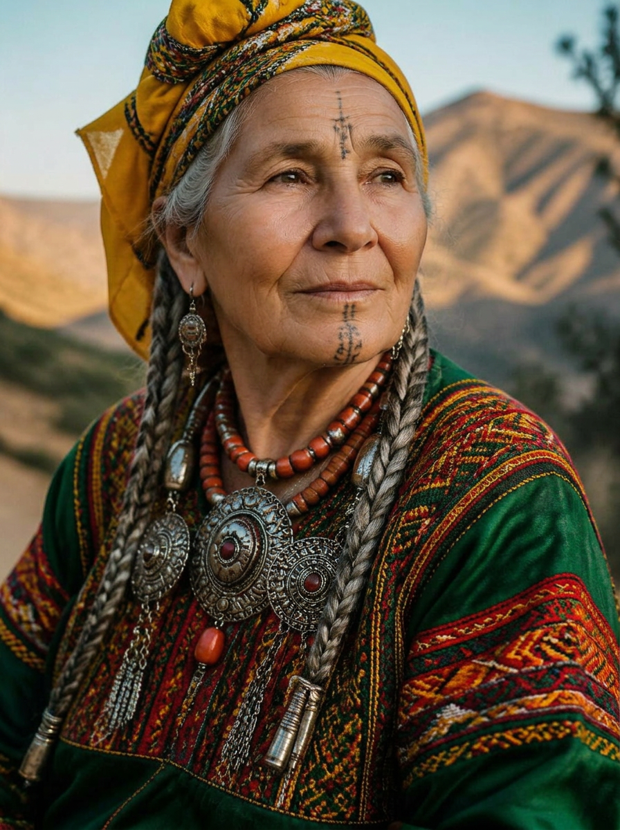 Mama MAMA DJAZAÏR — gardienne du savoir, vêtue aux couleurs du Algérie
